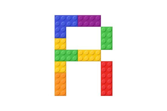 Colorful Toy Bricks of Letter R Cartoon