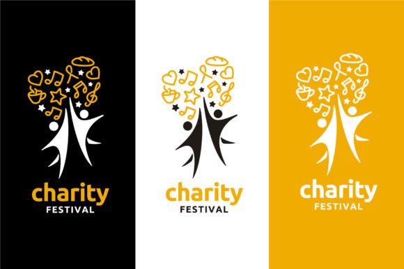 Music Food Heart Love Charity Party Logo